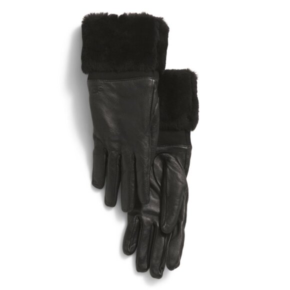 UGG Black Leather Cuff Gloves - Picture 1 of 1